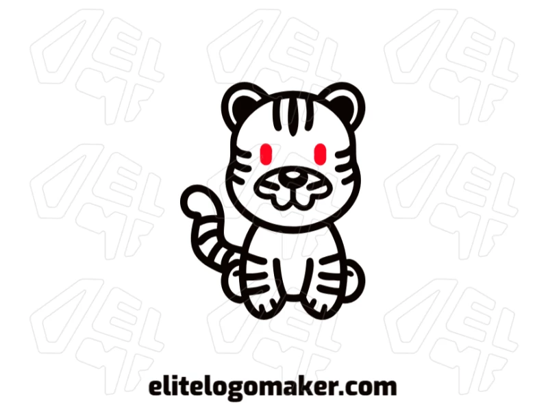 Una imagen vectorial de un pequeño tigre, diseñada para generar un logotipo audaz y divertido con estilo ilustrativo.