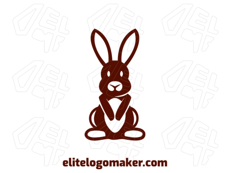 Um logotipo vetorial perfeito e simples de um coelho com design simétrico, ideal para criar identidades de marca limpas e profissionais.