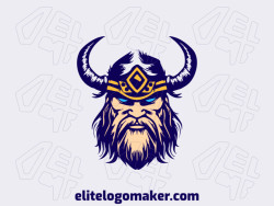 A simple logo composed of abstract shapes forming a Viking with yellow, beige, and dark blue colors.