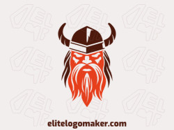 Logotipo con diseño creativo, formando un vikingo con estilo simple y colores personalizables.