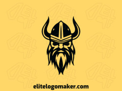 Simple logo composed of abstract shapes forming a viking with helmet with the color black.