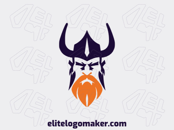 Crie um logotipo ideal para o seu negócio com a forma de um viking com estilo simétrico e cores customizáveis.