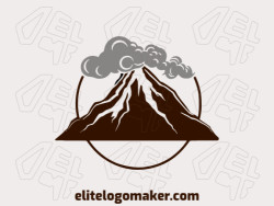 Create a logo for your company in the shape of a volcano with an abstract style with brown and grey colors.
