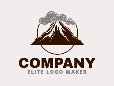 Create a logo for your company in the shape of a volcano with an abstract style with brown and grey colors.