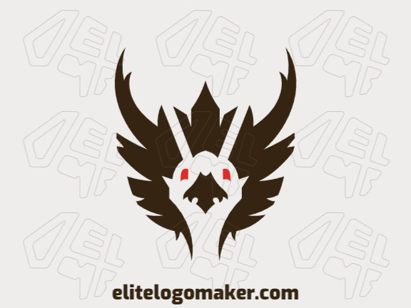 Create your own logo in the shape of a vulture with symmetric style with red and black colors.