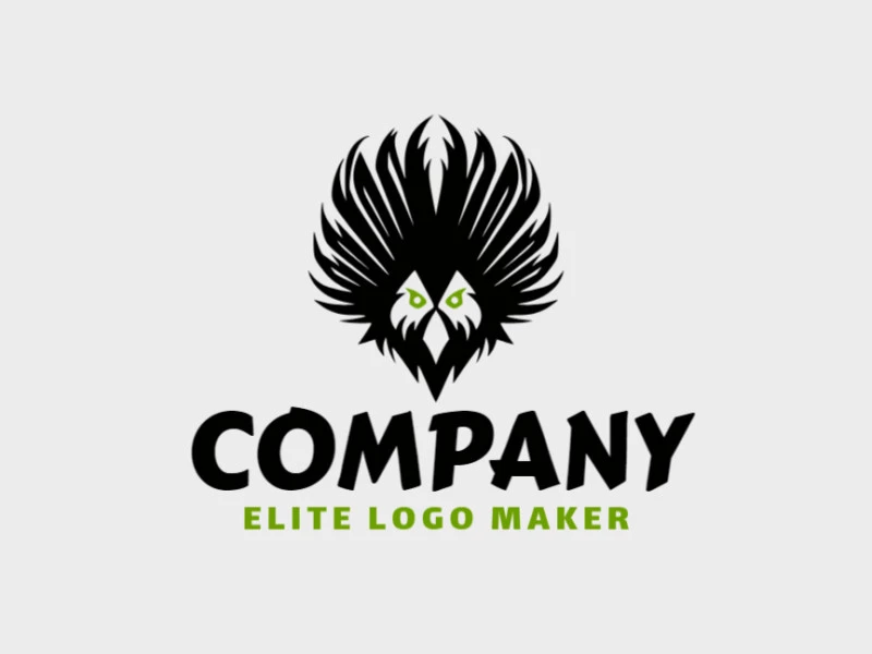 Cree un logotipo memorable para su negocio en forma de un buitre con un estilo simétrico y un diseño creativo.