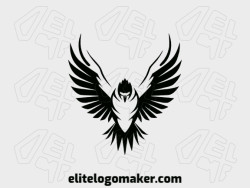 A symmetrical vulture silhouette in bold black for a striking logo design.