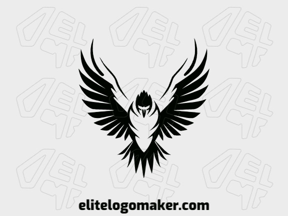 Uma silhueta simétrica de abutre em preto ousado para um design de logotipo marcante.