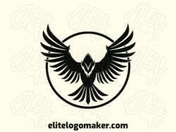 Logo template for sale in the shape of a vulture flying, the color used was black.