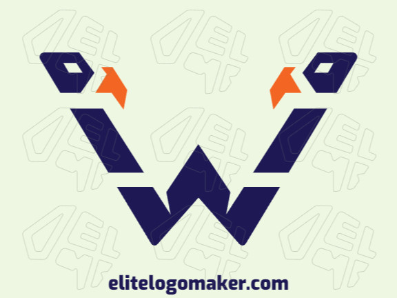 Crie seu logotipo online com a forma de uma letra "W" combinado com dois pássaros, com cores customizáveis e estilo simétrico.