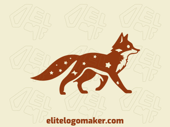 O logotipo apresenta um estilo simples com uma raposa andando em um tom de marrom. Ele retrata uma sensação de elegância e sofisticação enquanto mantém um design minimalista.