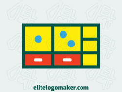 Create an ideal logo for your business in the shape of a wardrobe combined with a domino with childish style and customizable colors.