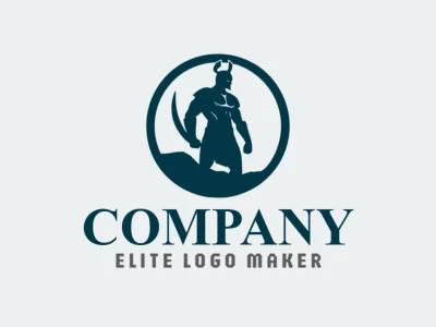 Template logo in the shape of a warrior with a circular design and dark blue color.