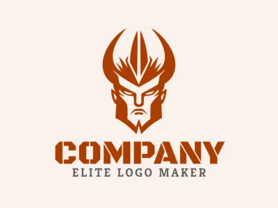 A sophisticated logo in the shape of a warrior head with a sleek symmetric style, featuring a captivating brown color palette.