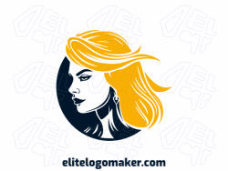 Customizable logo in the shape of a warrior woman with creative design and illustrative style.