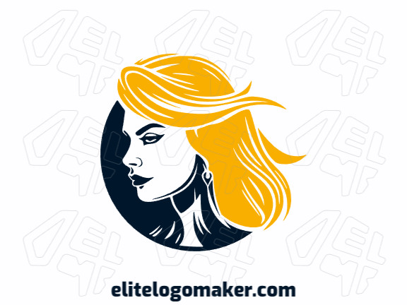 Logotipo customizável com a forma de uma mulher guerreira com design criativo e estilo ilustrativo.