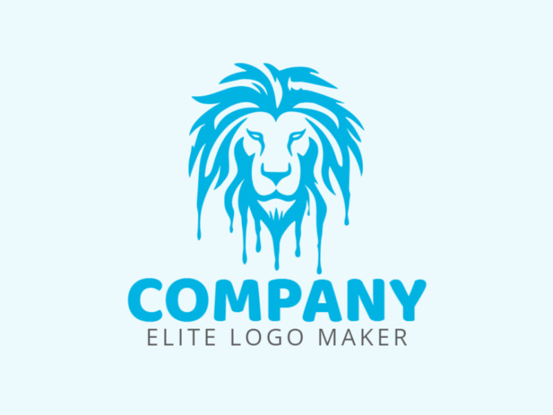 Um ícone minimalista de leão d'água em azul sereno, criando um design de logotipo calmo e elegante.