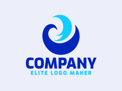 Logotipo com a forma de uma onda com as cores azul e azul escuro, esse logotipo é ideal para diferentes áreas de negócio.