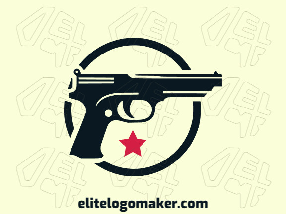 Vector logo in the shape of a weapon with circular style with red and black colors.