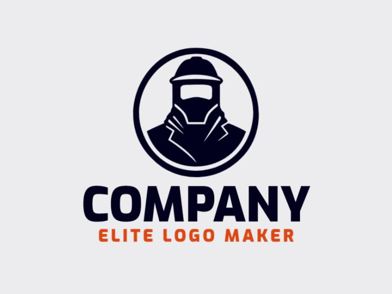 Logotipo com design criativo formando um soldador com estilo abstrato e cores customizáveis.
