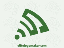 Creative logo in the shape of a wifi icon combined with a letter "S" with a memorable design and minimalist style, the color used in the logo is green.