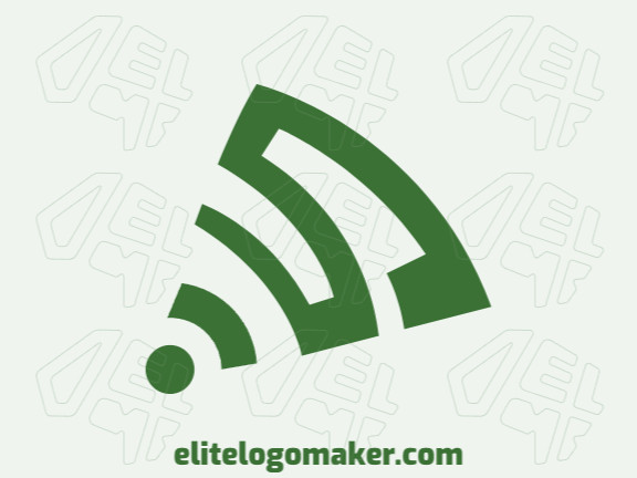 Logotipo minimalista com formas sólidas formando um ícone wi-fi mesclado com uma letra "s" com design refinado e cor verde.