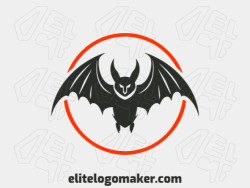 A sophisticated logo in the shape of a wild bat with a sleek symmetric style, featuring a captivating orange and black color palette.