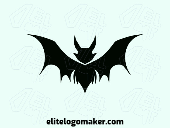 Crie um logotipo para sua empresa com a forma de um morcego selvagem com estilo simples e cor preto.