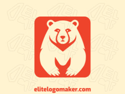 Create an ideal logo for your business in the shape of a wild bear with symmetric style and customizable colors.