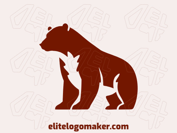 Create your own logo in the shape of a wild bear with minimalist style and brown color.
