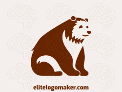 Vector logo in the shape of a wild bear with minimalist design and brown color.