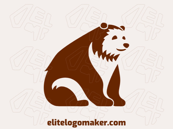 Logotipo vetorial com a forma de um urso selvagem com design minimalista e cor marrom.