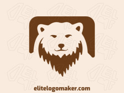 Logo available for sale in the shape of a wild bear with animal style and brown color.