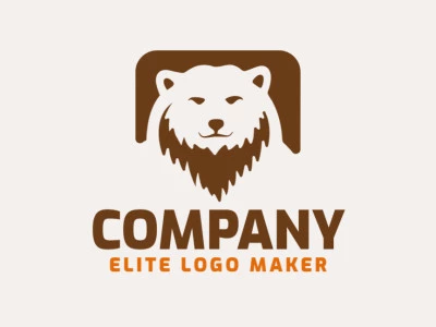 Logo available for sale in the shape of a wild bear with animal style and brown color.