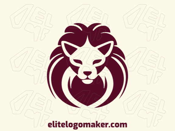 Logotipo simétrico com design refinado, formando um gato selvagem com a cor roxo.