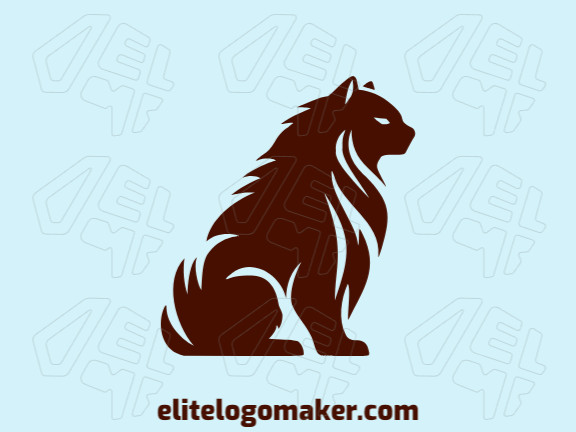 Um logotipo de mascote feroz, retratando um majestoso felino selvagem em tons ricos de marrom escuro, incorporando força e graça.