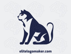 A simple logo composed of abstract shapes forming a wild cat with the color dark blue.