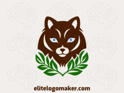 Customizable logo in the shape of a wild cat combined with leaves with an abstract style, the color used was dark brown.