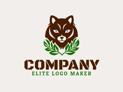 Customizable logo in the shape of a wild cat combined with leaves with an abstract style, the color used was dark brown.