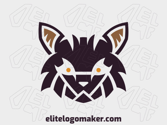 Customizable logo in the shape of a wild cat with a symmetric style, the colors used was brown and orange.