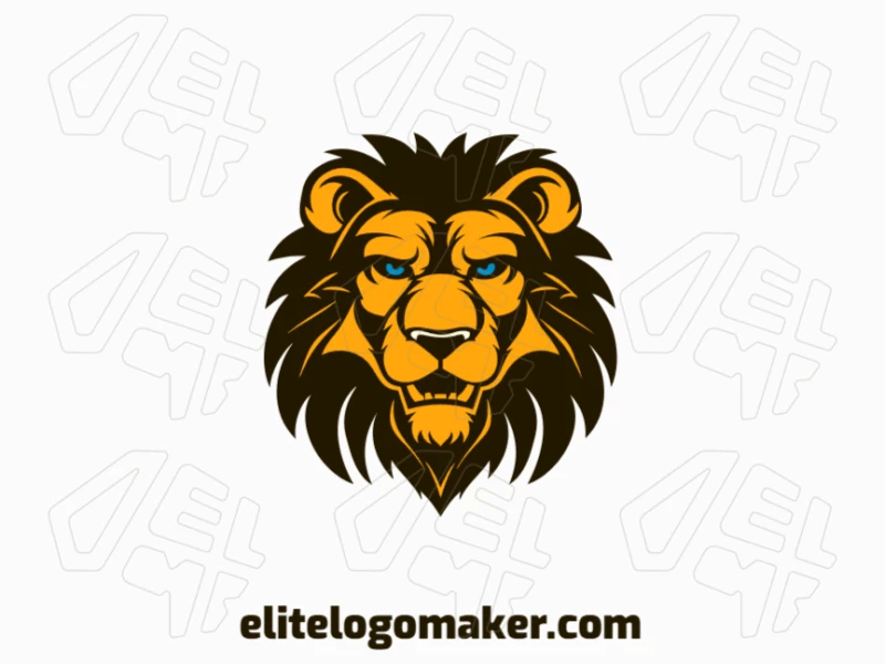 A symmetric and creative logo featuring a wild lion in yellow and dark brown, perfect for symbolizing strength and balance.
