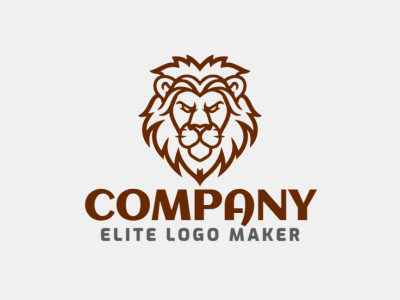 A graceful vector logo template featuring a wild lion in a symmetric style with brown colors, perfect for company branding.
