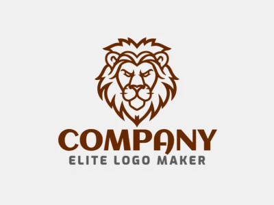 Una plantilla de logo vectorial elegante con un león salvaje en estilo simétrico con colores marrones, perfecta para la marca de una empresa.