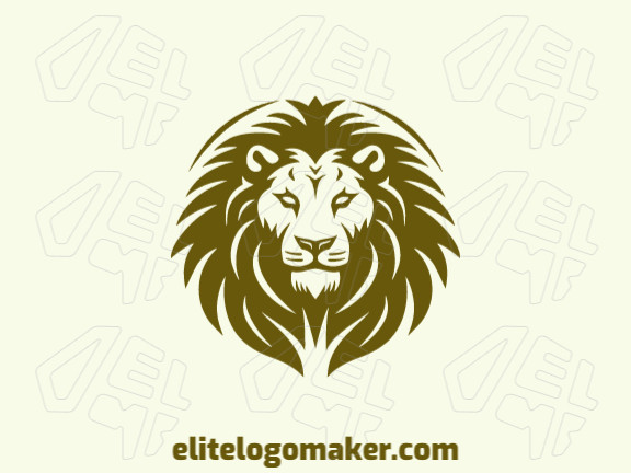 O logotipo simétrico exibe um leão selvagem em toda a sua glória. Com seu olhar penetrante e sua majestosa juba, o rei da selva é um verdadeiro ícone. A paleta de cores marrom quente adiciona um toque de autenticidade terrosa.