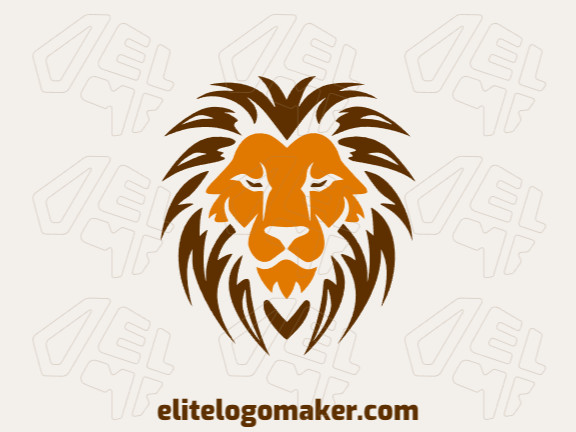 Crie seu logotipo online com a forma de um leão selvagem com cores customizáveis e estilo simétrico.