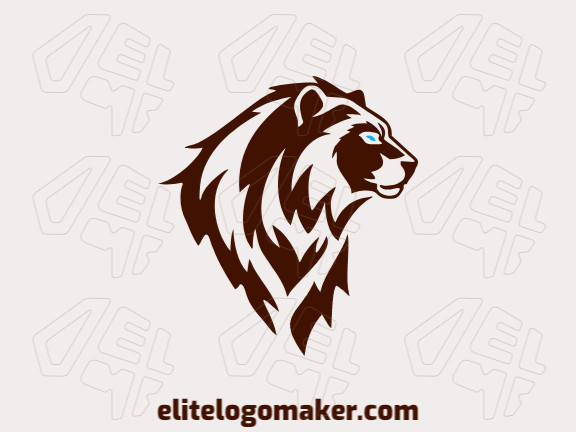 A bold mascot logo featuring a wild lion in captivating blue and dark brown, exuding strength and character.