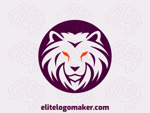Logotipo de destaque com a forma de uma cabeça de leão selvagem com design diferenciado e estilo simétrico.