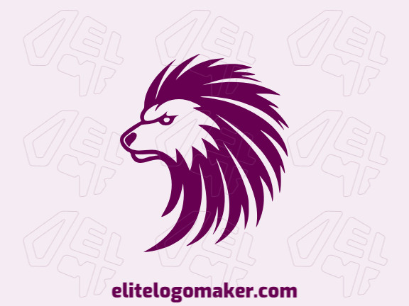 Logotipo de destaque com a forma de uma cabeça de leão selvagem com design diferenciado e estilo mascote.