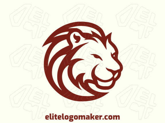 Logotipo profissional com a forma de uma cabeça de leão selvagem com estilo múltiplas linhas, a cor utilizada foi marrom.
