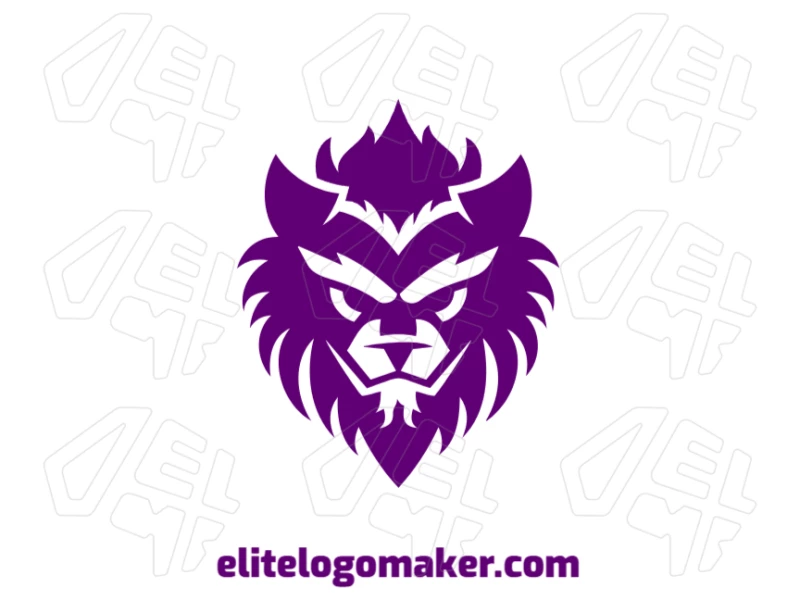 A prominent symmetric design featuring a wild lion with an abstract design, creating a powerful and striking logo with balanced proportions.